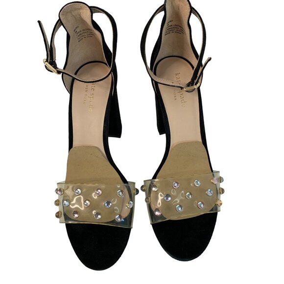 Kate Spade New York Marci Black Sandals Embellished PVC Strap Size 7M 7285 - Picture 5 of 14